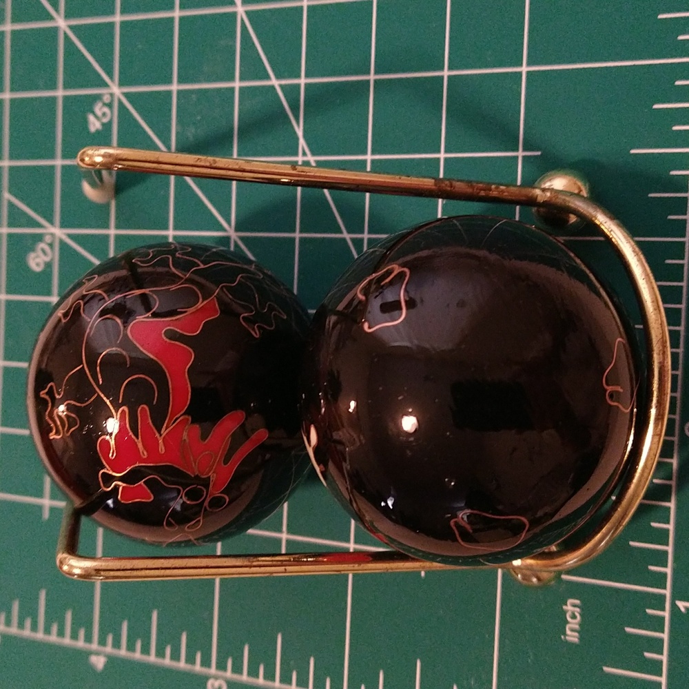 Chinese hand massage Asian ornate balls in case